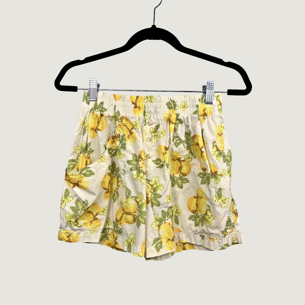 Out From Under Shorts Women XS Yellow Lemon Print OB1428246 Cotton Pajama Lounge